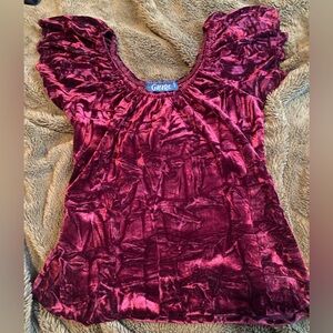 Vintage Garage Deep Red Velvet Blouse